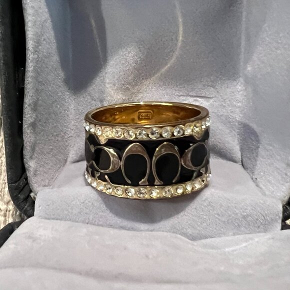 Coach Gold and Black Statement Ring - Picture 2 of 4
